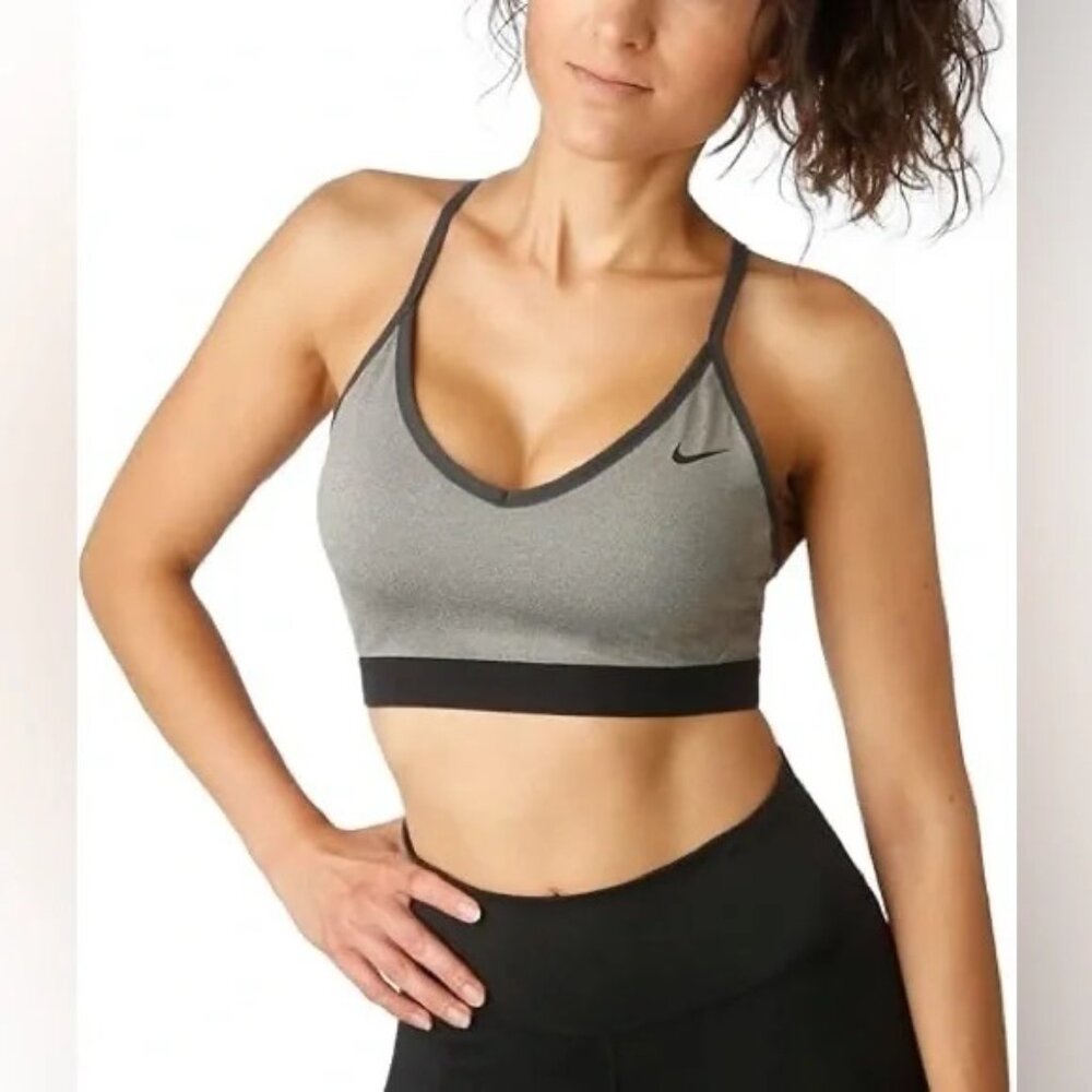 Nike Swoosh Icon Clash Carbon Heather Padded Sports Bras Size Small